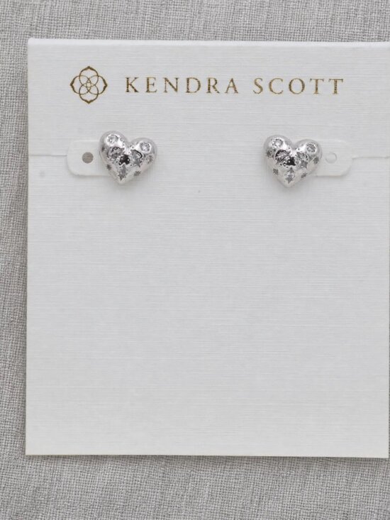 Kendra Scott Jewelry - Kendra Scott Holland Silver Heart Stud Earrings & White CZ